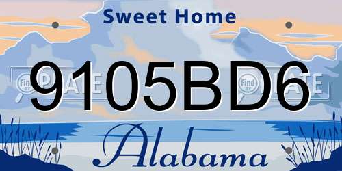 9105BD6 Alabama License Plate