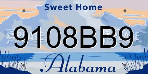 9108BB9 Alabama License Plate