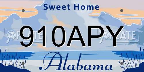 910APY Alabama License Plate