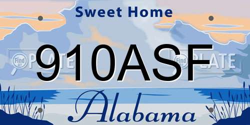 910ASF Alabama License Plate