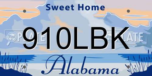 910LBK Alabama License Plate