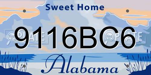9116BC6 Alabama License Plate