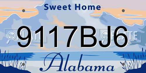 9117BJ6 Alabama License Plate