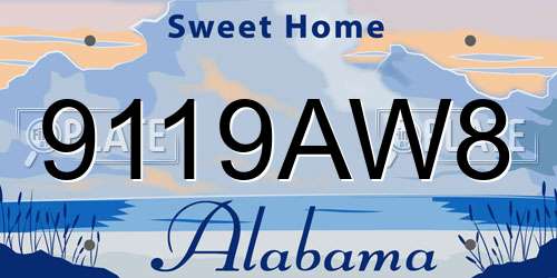 9119AW8 Alabama License Plate