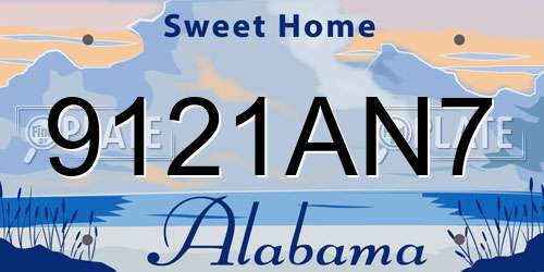 9121AN7 Alabama License Plate