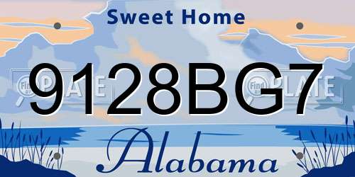 9128BG7 Alabama License Plate
