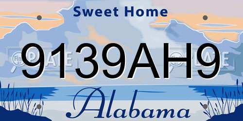 9139AH9 Alabama License Plate