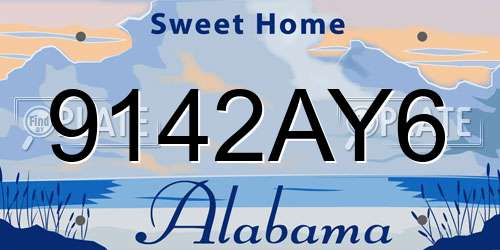 9142AY6 Alabama License Plate