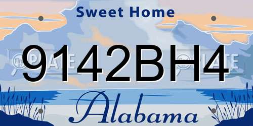 9142BH4 Alabama License Plate