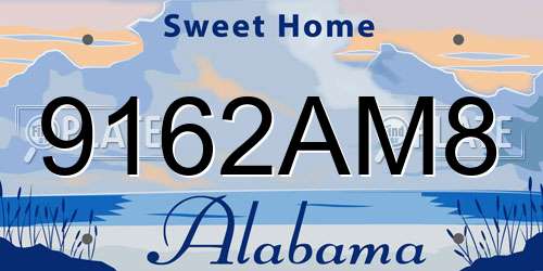 9162AM8 Alabama License Plate