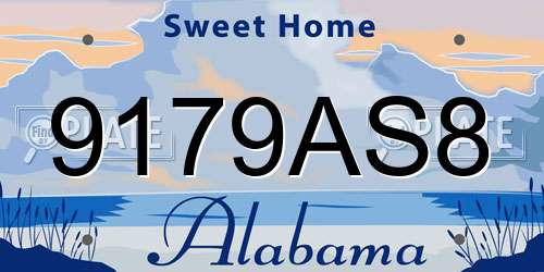9179AS8 Alabama License Plate