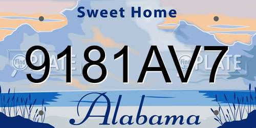 9181AV7 Alabama License Plate