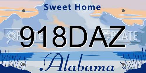 918DAZ Alabama License Plate