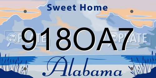 918OA7 Alabama License Plate