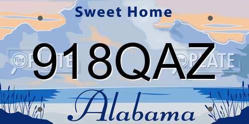 918QAZ Alabama License Plate
