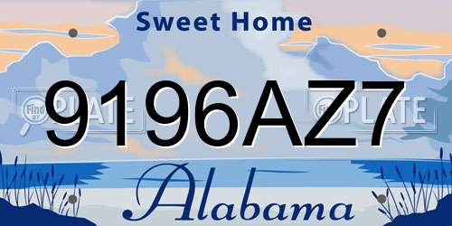 9196AZ7 Alabama License Plate