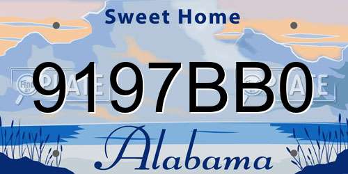 9197BB0 Alabama License Plate
