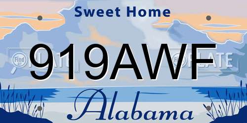 919AWF Alabama License Plate
