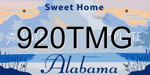 920TMG Alabama License Plate