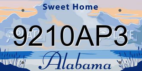 9210AP3 Alabama License Plate