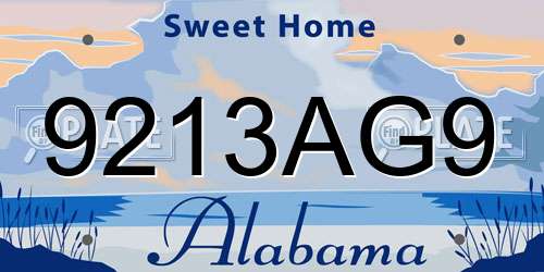 9213AG9 Alabama License Plate