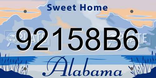 92158B6 Alabama License Plate