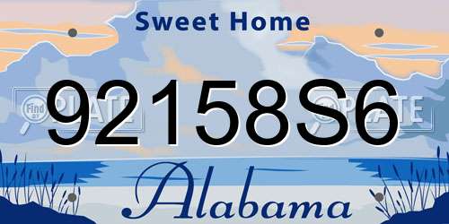 92158S6 Alabama License Plate