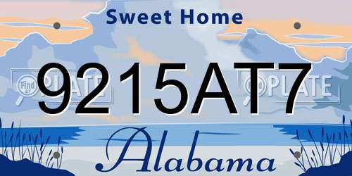 9215AT7 Alabama License Plate
