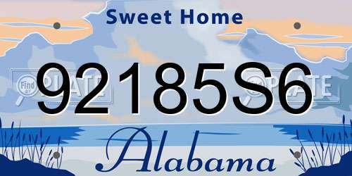 92185S6 Alabama License Plate