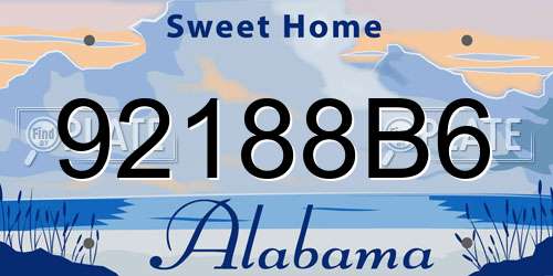 92188B6 Alabama License Plate