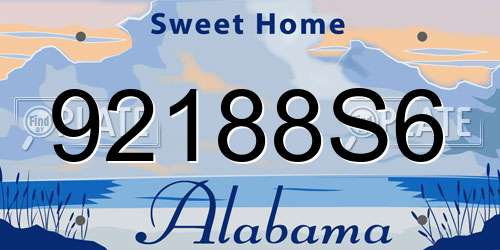 92188S6 Alabama License Plate