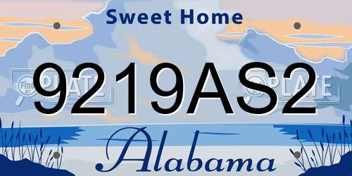 9219AS2 Alabama License Plate