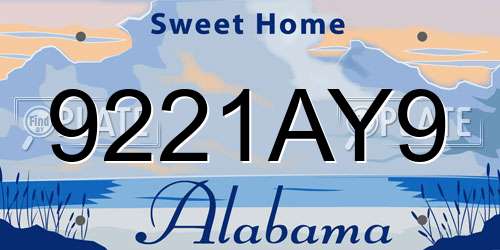 9221AY9 Alabama License Plate