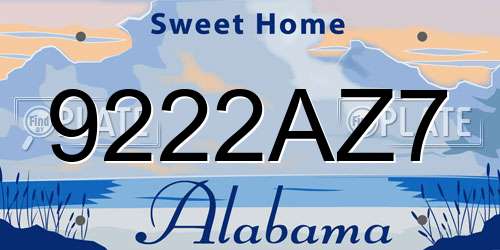 9222AZ7 Alabama License Plate