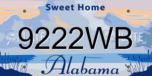 9222WB Alabama License Plate
