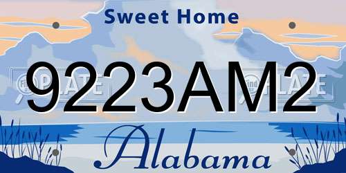 9223AM2 Alabama License Plate