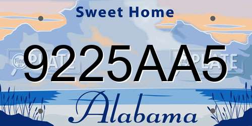 9225AA5 Alabama License Plate