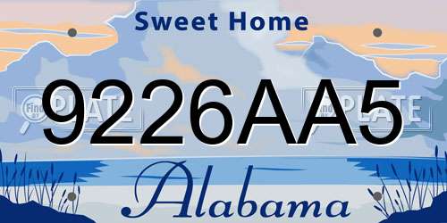 9226AA5 Alabama License Plate