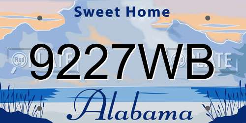 9227WB Alabama License Plate