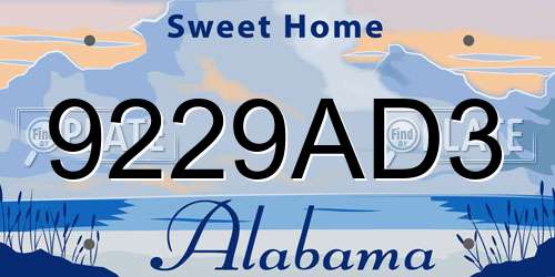 9229AD3 Alabama License Plate