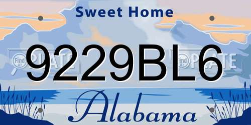 9229BL6 Alabama License Plate