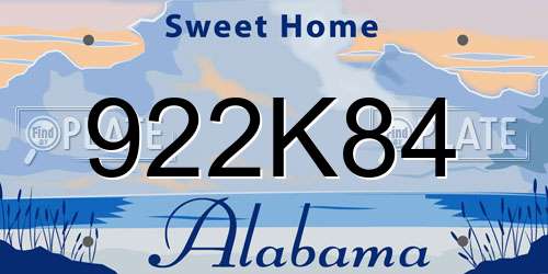 922K84 Alabama License Plate