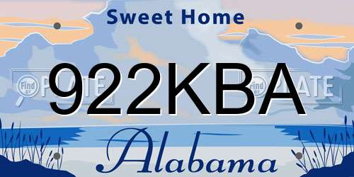 922KBA Alabama License Plate