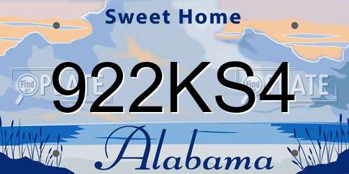 922KS4 Alabama License Plate
