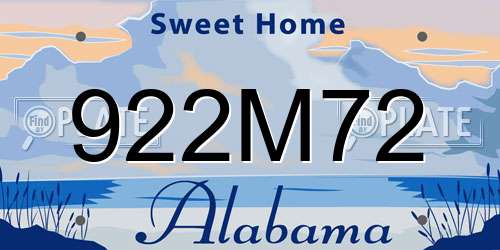 922M72 Alabama License Plate