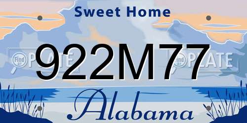 922M77 Alabama License Plate