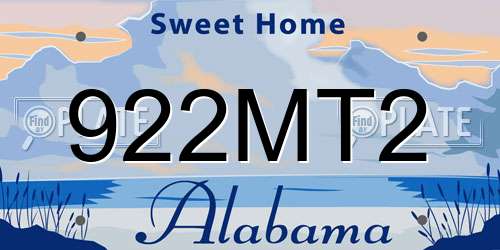 922MT2 Alabama License Plate
