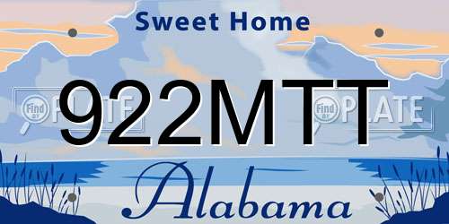 922MTT Alabama License Plate