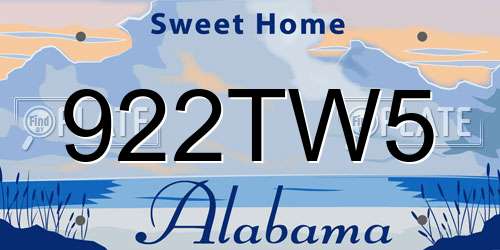 922TW5 Alabama License Plate