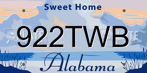 922TWB Alabama License Plate